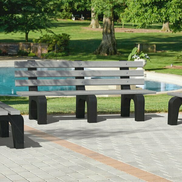 Masonways 72'' x 25'' x 31'' Gray Plastic Dura-Bench with Black Legs 600TRAD460GR